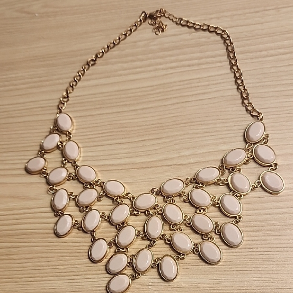Antique Gold and Cream Statement Necklace